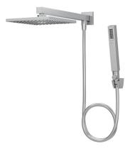 Chuveiro Quadrado de Parede 20cm Com Tubo e Desviador Cromado