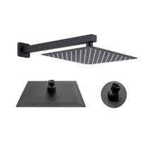 Chuveiro Quadrado Inox 200mm Preto + Braço 300mm Ducha A Gás Chuveiro Quadrado Inox 200mm Preto + Braço 300mm Ducha A Gás