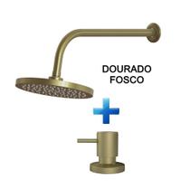 Chuveiro Redondo Dourado Fosco + 1 Acabamento Para Registro Chuveiro Redondo Dourado Fosco + 1 Acabamento Para Registro