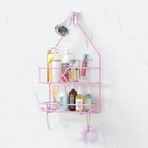 Chuveiro Shower Caddy TreeLen Pink Over com gancho e adesivo