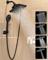 Chuveiro Veken 20 cm Chuva com 5 Modos e Ducha Manual Preto Fosco Chuveiro Veken 20 cm Chuva com 5 Modos e Ducha Manual Preto Fosco