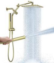 Chuveiro Veken Quadrado 25 cm com Duplo Jato Dourado Escovado Chuveiro Veken Quadrado 25 cm com Duplo Jato Dourado Escovado