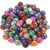 CiaraQ DND de dados poliédrico (100 unidades) com saco de dados D12 de 10 cores