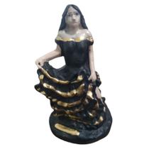 Cigana a Batizar Roupa preta com Dourada 10cm Escultura