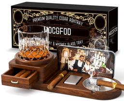 Cigar Ashtray Coaster Whisky Bandeja de vidro de madeira MDCGFOD
