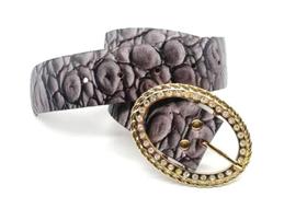 Ciinto Feminino Couro Croco Fivela Strass 4cm Largura BOM09