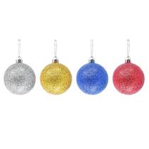 Cilindro 24 Bolas Luxo Glitter Enfeita Decorar Arvores Natal
