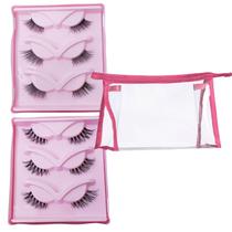 Cílios Gatinho Canto de Olho: Kit 6 Pares Modelos Diferentes + Necessaire Transparente