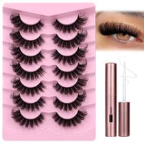 Cílios JIMIRE 18 mm D Curl Fluffy 7 pares com cola Cílios JIMIRE 18 mm D Curl Fluffy 7 pares com cola