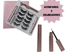 Cílios Magneticos Kit 5 Pares 1 Pinça 2 Delineadores - MAGNETIC EYELINER