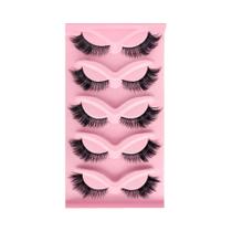 Cílios Postiços 3D Olho De Gato Olho De Raposa 5 Pares Grossos Volumosos Leves Confortáveis
