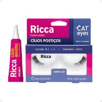 Cílios Postiços + Cola Branca Ricca Belliz Cat Eyes Super Cat Vol:1 Curto Cód.2705 Cílios Postiços + Cola Branca Ricca Belliz Cat Eyes Super Cat Vol:1 Curto Cód.2705