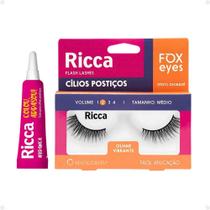 Cílios Postiços + Cola Branca Ricca Belliz Fox Eyes Olhar Vibrante Vol:2 Medio Cód.2695