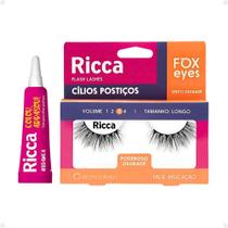 Cílios Postiços + Cola Branca Ricca Belliz Fox Eyes Poderoso Degradê Vol:3 Longo Cód.2693