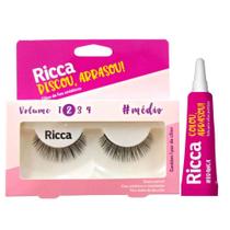 Cílios Postiços + Cola Branca Ricca Belliz Piscou,arrasou Vol:2 Médio Cód.2674