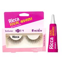 Cílios Postiços + Cola Branca Ricca Belliz Piscou,arrasou Vol:2 Médio Cód.2675