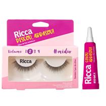 Cílios Postiços + Cola Branca Ricca Belliz Piscou,arrasou Vol:2 Médio Cód.2676