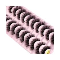 Cílios Postiços De Vison Falso Cat-Eye Fluffy 8D Wispy Long Thick Volume 10 Pares Pack