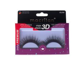 Cílios Postiços Max Efeito 3D CL5-8 com Fios Naturais Longos e Médios no Canto Interno Linha Premium Macrilan