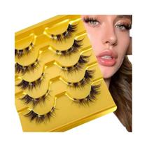 Cílios Postiços Naturais 3D Com Efeito Olho Grande, 5 Pares, Hastes Invisíveis, Cílios Individuais