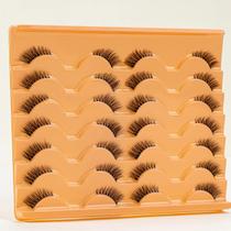 Cílios Postiços Naturais De Vison Falso 14 Pares De Cílios Meio Olho Ferramenta De Extensão De