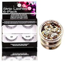 Cílios Strip Lashes Ardell Professional 109 pretos, 6 pares com glitter