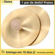 Címbalos De Dedo Mini De Cobre De 3,5 Polegadas Com Cabo De Madeira, Címbalos De Mão De 9cm Para Címbalos De Dedo Mini De Cobre De 3,5 Polegadas Com Cabo De Madeira, Címbalos De Mão De 9cm Para