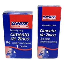 Cimento de Zinco SSWHITE Kit pó 28g + líquido 10ml Restauração Pivô Coroa