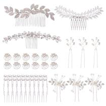 Cinaci, pacote com 41 pentes laterais de cabelo, pentes laterais de cabelo em forma de U e torcidos, presilhas, presilhas, chapéus de casamento, acessórios para mulheres, meninas, noivas, damas de honra