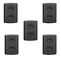 Cinco Conjuntos com 2 Tomadas 2p+t 20a 250v, Modular, com Placa 4x2 e Suporte Cinco Conjuntos com 2 Tomadas 2p+t 20a 250v, Modular, com Placa 4x2 e Suporte