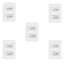 Cinco Conjuntos com 2 Tomadas 2p+t 20a 250v, Modular, com Placa 4x2 e Suporte Cinco Conjuntos com 2 Tomadas 2p+t 20a 250v, Modular, com Placa 4x2 e Suporte