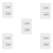 Cinco Conjuntos com 2 Tomadas 2p+t 20a 250v, Modular, com Placa 4x2 e Suporte