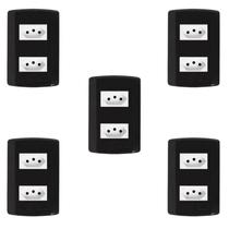 Cinco Conjuntos com 2 Tomadas 2p+t 20a 250v, Modular, com Placa 4x2 e Suporte Cinco Conjuntos com 2 Tomadas 2p+t 20a 250v, Modular, com Placa 4x2 e Suporte