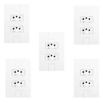 Cinco Conjuntos com 2 Tomadas 2p+t 20a 250v, Modular, com Placa 4x2