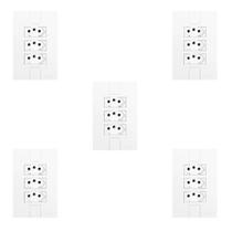 Cinco Conjuntos com 3 Tomadas 2P+T 20A 250V, Modular, com Placa 4x2 Branco Pluzie