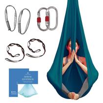 Cinta Aérea de Yoga y Columpio para Casa, Ejercicios de Inversión, Kit Inicial para Todos los Niveles - Duradero con Correas de Extensión, Mosquetones y Guía de Posturas