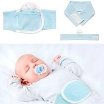 Cinta Anti Cólica Azul Ajustável Com Bolsa Em Gel Para Bebês