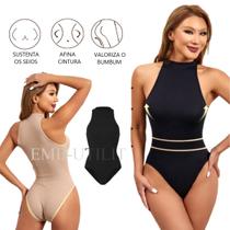 Cinta Body Modelador Afina Cintura Collant Gola Alta Elástico Realça Curvas Compressor Sem Bojo