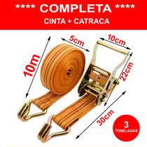 Cinta Catraca Carga 3 Toneladas 50mm 10 Metros Amarração