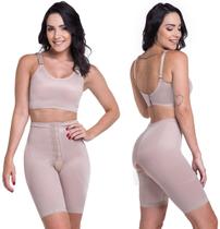 Cinta Cirúrgica Bermuda Pós Operatório Lipoaspiração Flancos Culotes Coxas Alta Compressão Cintura Baixa Short Com Fecho 1635
