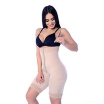 Cinta Compressão Meia Coxa Abertura Alça Fina Ajuste Sustentação Corpo