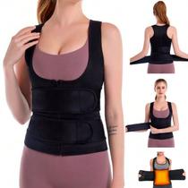 Cinta De Compressão C/Faixa Abdominal Queima Gordura Efeito Sauna Neoprene