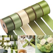 Cinta de Satén Lyrow 200 m Verde Salvia 1.5 cm x 6 Rollos Ramo