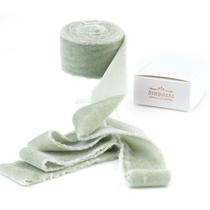 Cinta de Terciopelo DINDOSAL 3 Yardas 3.8 cm Verde Salvia con Borde Deshilachado