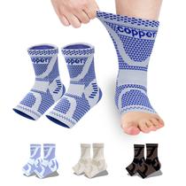 Cinta de tornozelo LISEPWU Manga de compressão com infusão de cobre azul L Cinta de tornozelo LISEPWU Manga de compressão com infusão de cobre azul L
