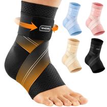 Cinta de tornozelo WHCOOL Flat Knitting de compressão de 7 zonas preta M