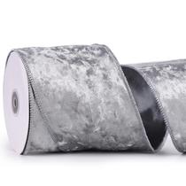 Cinta Decorativa MAYREEL 10m Terciopelo Plateado con Alambre 10cm