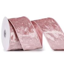 Cinta decorativa MAYREEL 6.5 cm Terciopelo Rosa con Alambre 9.1 m