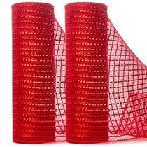 Cinta Decorativa Ribbli 10" x 9 m Malla Roja 2 Rollos Cinta Decorativa Ribbli 10" x 9 m Malla Roja 2 Rollos