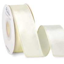 Cinta decorativa Ribbli 3.8 cm de satén con alambre, marfil, 18.29 metros Cinta decorativa Ribbli 3.8 cm de satén con alambre, marfil, 18.29 metros